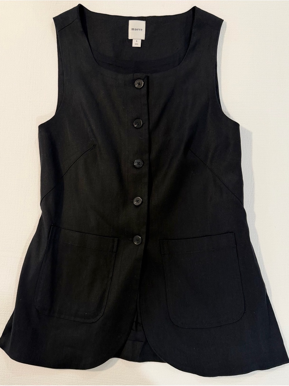 Maeve Classic Black Button-Front Sleeveless Women's Vest Top size Small - Picture 9 of 14